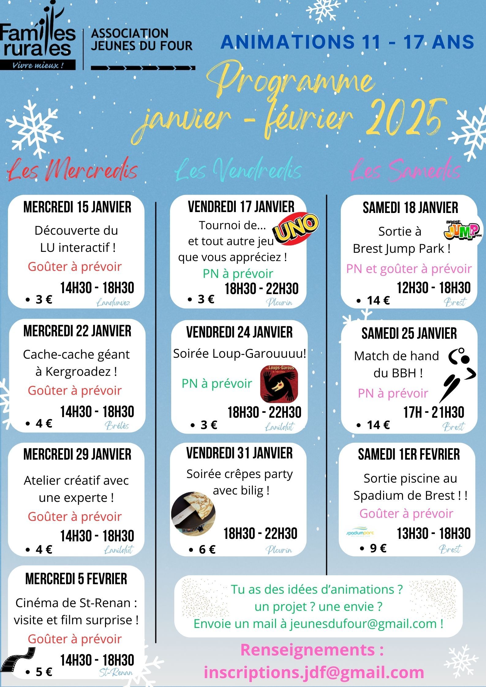 Programme JDF Janvier Février 2025