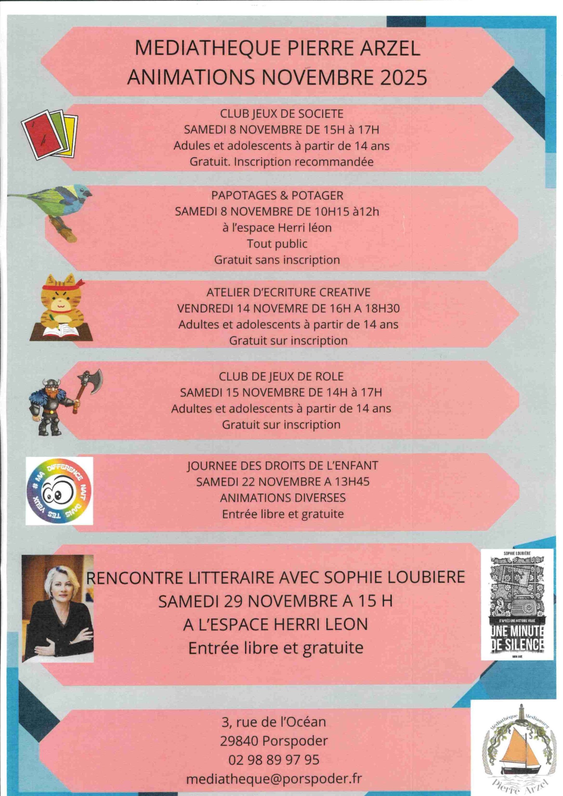 Animations Mois De Novembre Médiathèque