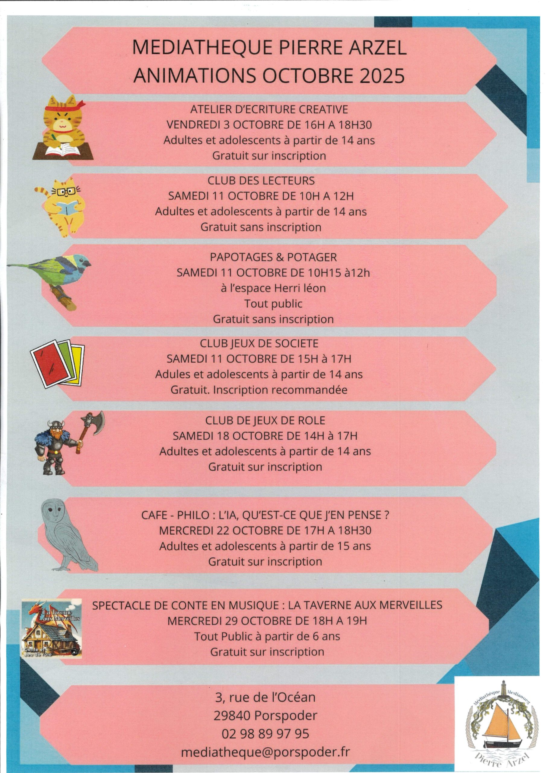 Médiathèque Animations Octobre 2025