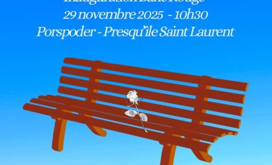 Inauguration d’un banc rouge, symbole fort de la lutte contre les violences intra-familiales, au niveau de la plage des Dames,  samedi 29 novembre 2025