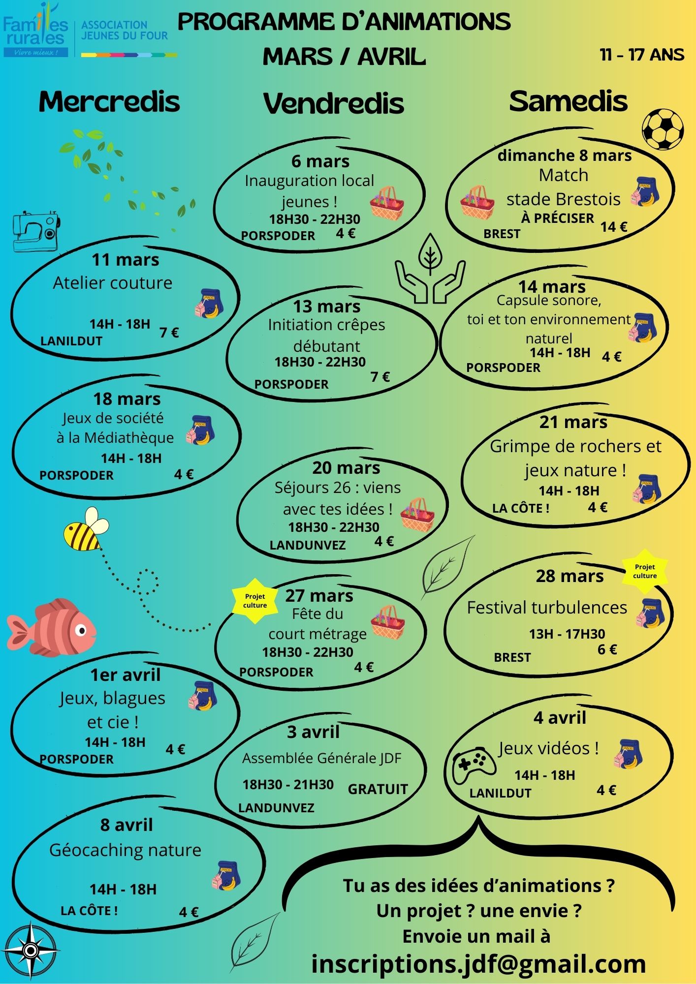 Planning D'animations Mars Avril 11 17 Ans
